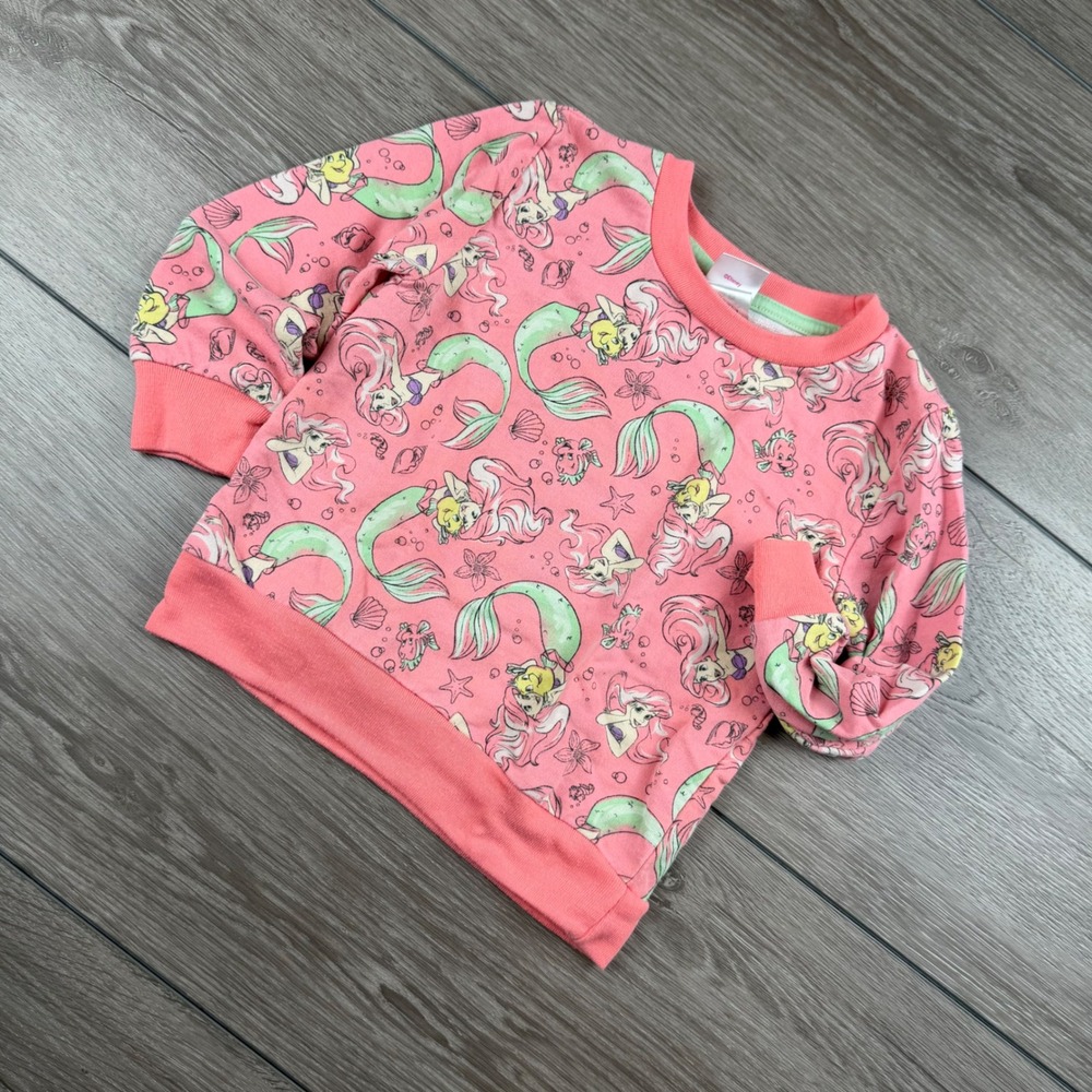 Disney Girls Sweatshirt The Little Mermaid Ariel Flounder Pink 4T